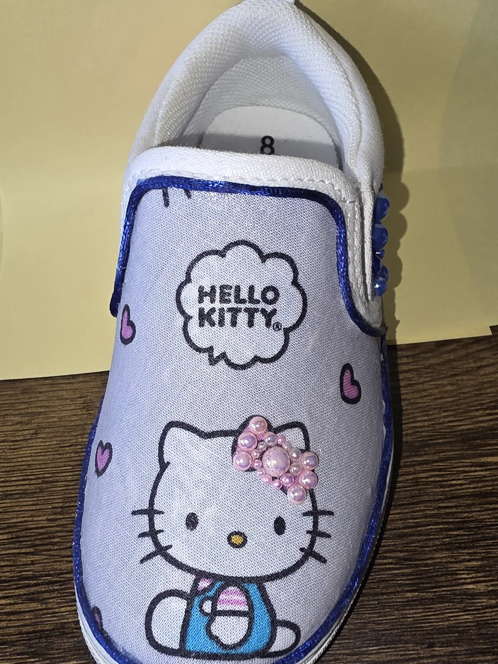 Hello Kitty Girls' White and Pink Slip-On Sneakers - Size 8